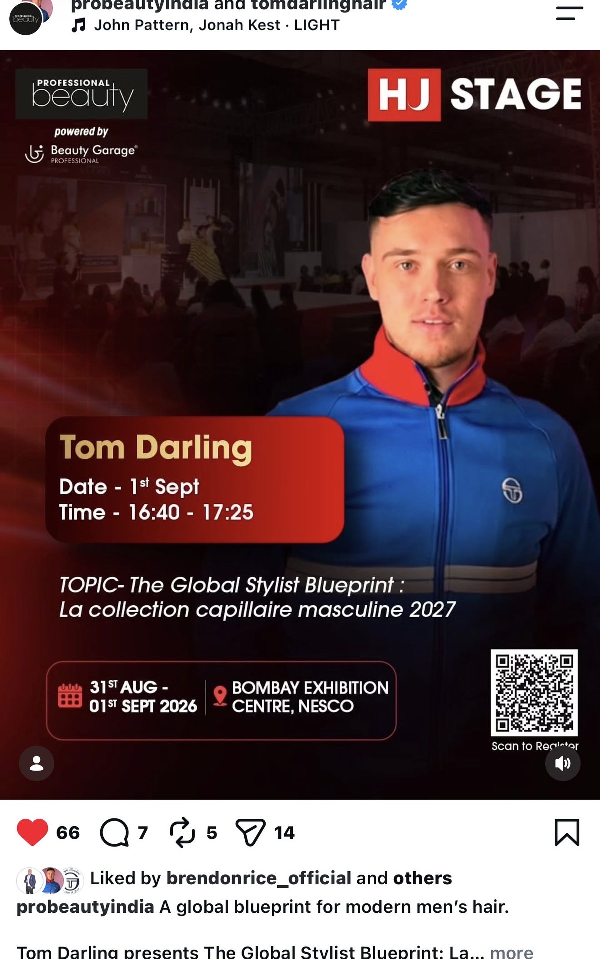 Professional Beauty India poster: Tom Darling presenting The Global Stylist Blueprint on the HJ Stage, Mumbai, 1 September 2026